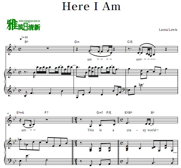 Leona Lewis - Here I Am 正谱 歌谱 钢琴谱