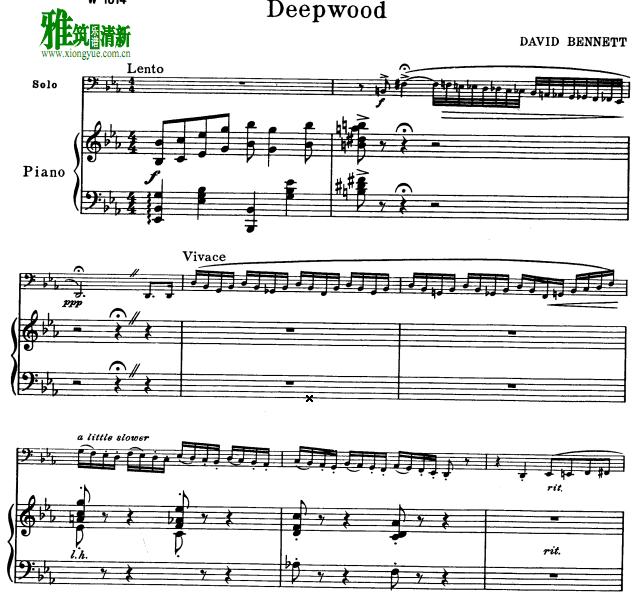 David Bennet - Deepwood 低音单簧管钢琴伴奏谱