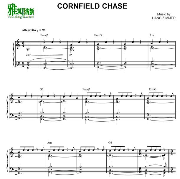 星际穿越 - Cornfield Chase 钢琴谱
