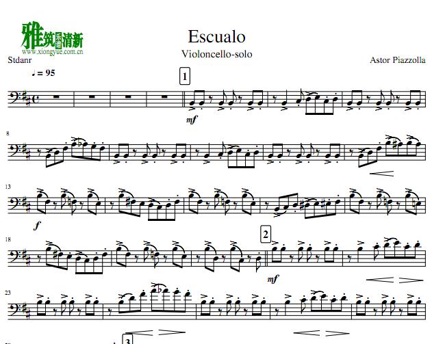 皮亚佐拉 - Escualo 鱼鲨大提琴谱