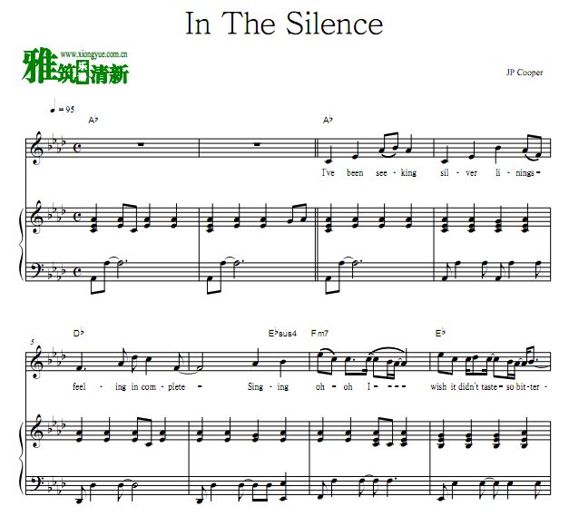 JP Cooper - in the silence 歌谱 正谱 钢琴谱