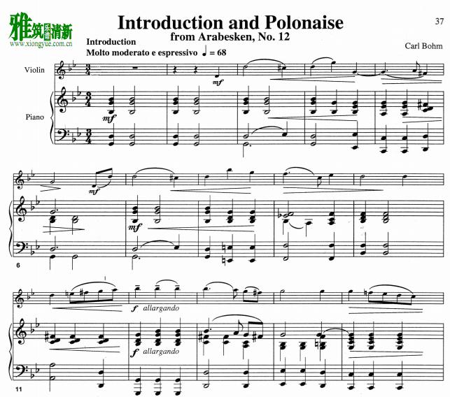 bohm - Introduction and Polonaise 引子与波兰舞曲小提琴钢琴伴奏谱