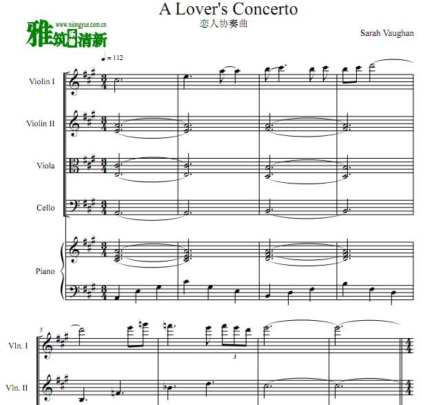 A Lover's Concerto 弦乐钢琴五重奏谱