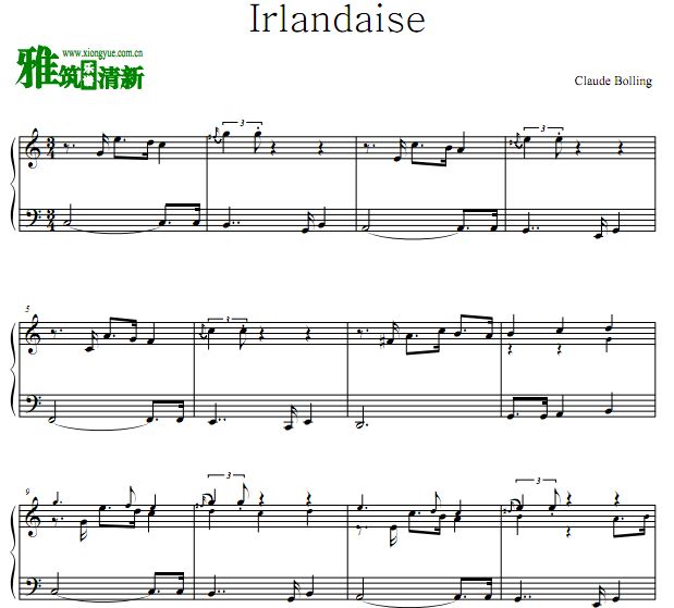 Claude Bolling - Irlandaise钢琴谱