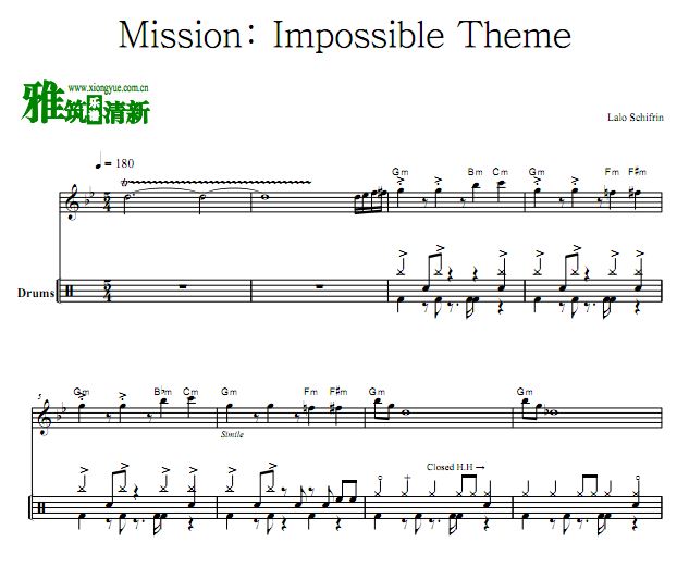 碟中谍 Mission：Impossible Theme 鼓谱