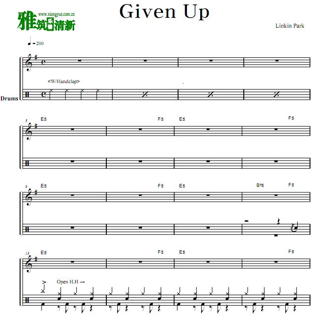 林肯公园  - Given Up 架子鼓谱