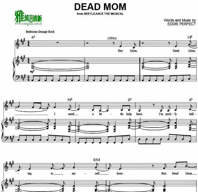 阴间大法师beetlejuice - Dead Mom钢琴伴奏谱