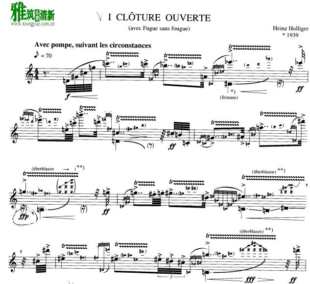 Heinz Holliger - Sonate (in)solit(air)e长笛谱