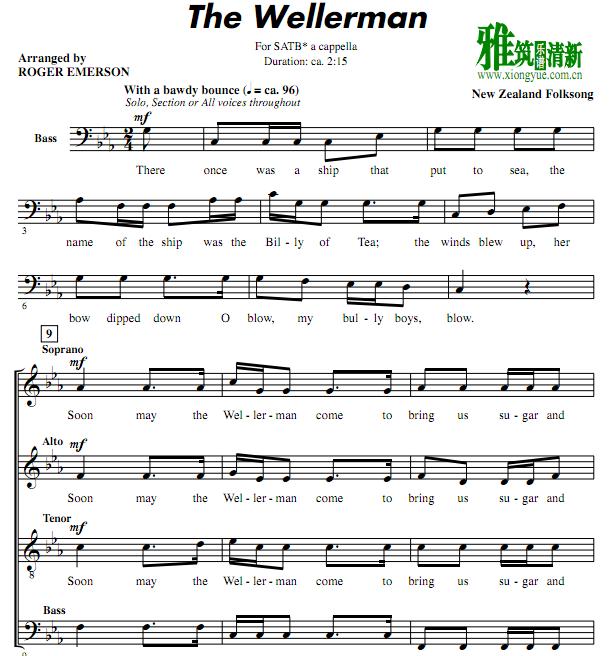 The Wellerman 四声部阿卡贝拉谱
