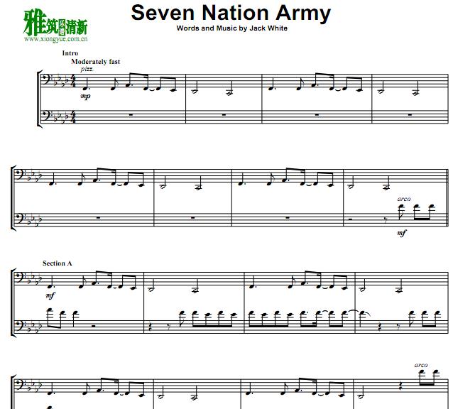 2cells - seven nation army 大提琴二重奏谱