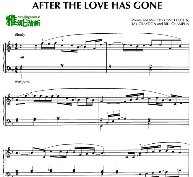 Afet The Love Has Gone 节奏布鲁斯钢琴谱