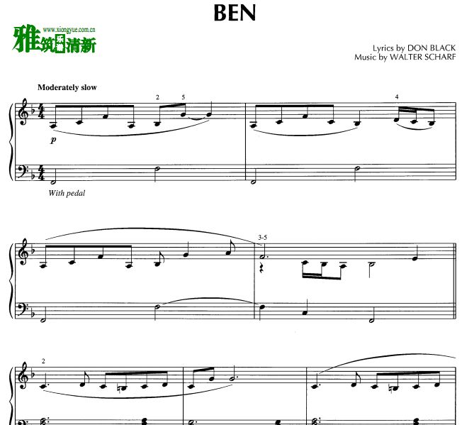 Ben 布鲁斯蓝调钢琴谱