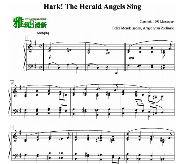 圣诞爵士钢琴谱 Hark! The Herald Angels Sing钢琴谱