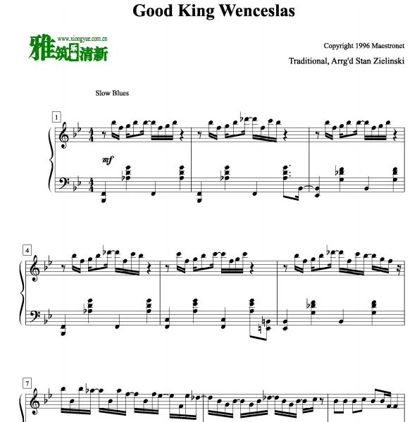 Good King Wenceslas 爵士钢琴谱