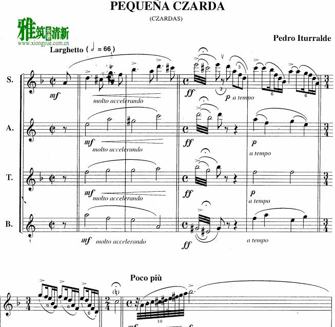 小查尔达什Pequena Czarda 萨克斯四重奏谱