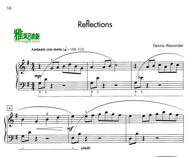 dennis alexander - reflections钢琴谱