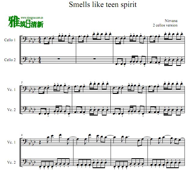 提琴双杰大提琴二重奏谱 Smells Like Teen Spirit大提琴二重奏谱