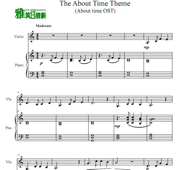 时空恋旅人 The About Time Theme 小提琴钢琴伴奏谱
