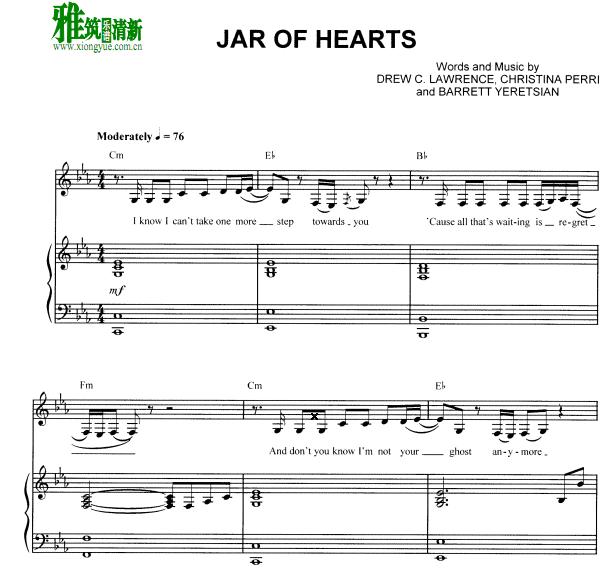 Christina Perri- Jar of Hearts钢琴谱伴奏谱