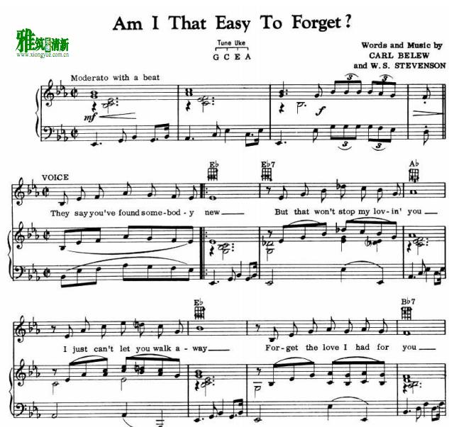 Am i that easy to forget 正谱 钢琴伴奏谱