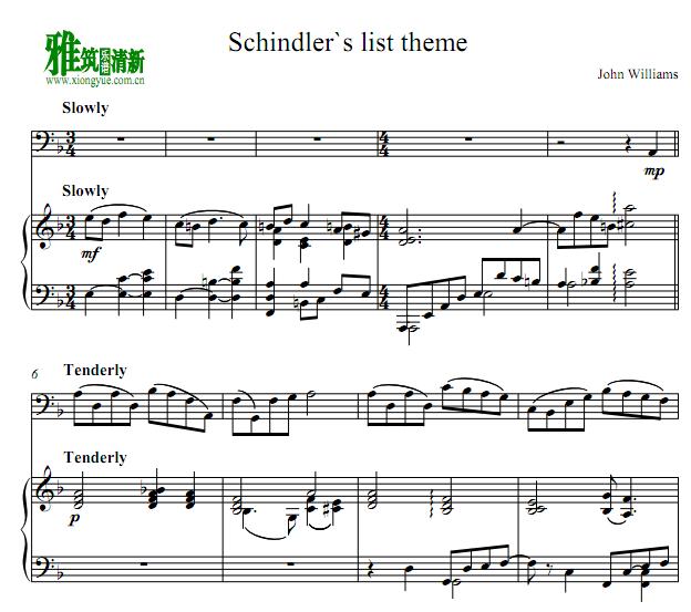 辛德勒名单Schindler's List 长号钢琴伴奏谱