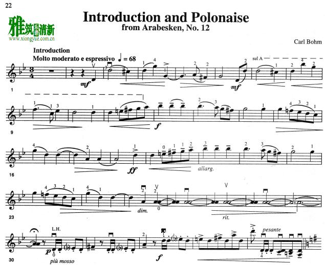 bohm - Introduction and Polonaise 引子与波兰舞曲小提琴谱