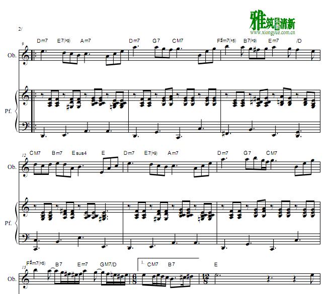 哈尔的移动城堡 人生的旋转木马 双簧管钢琴伴奏谱