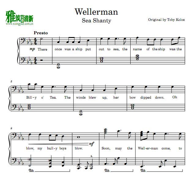 Sea Shanty - Wellerman钢琴谱