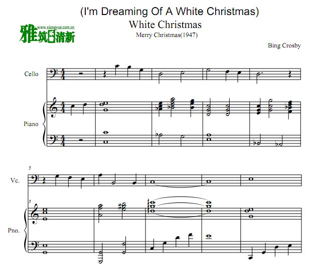White Christmas 大提琴钢琴伴奏谱