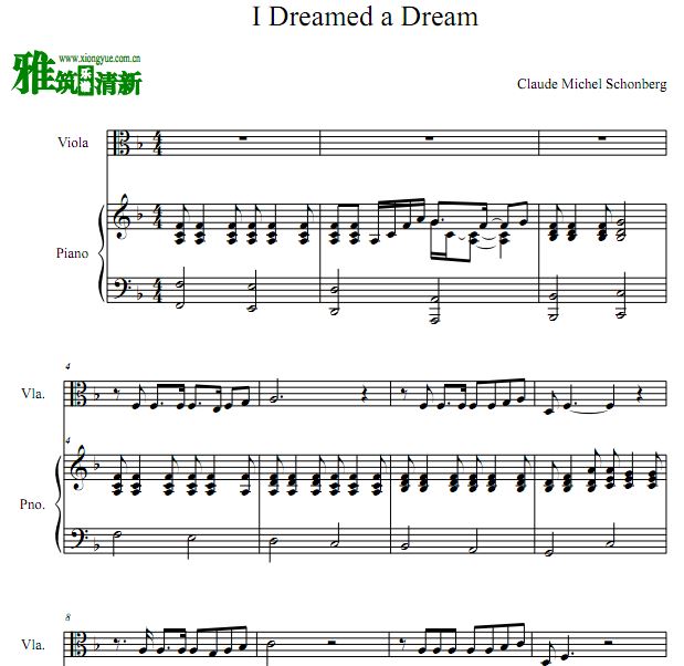 I Dreamed A Dream 中提琴钢琴伴奏谱