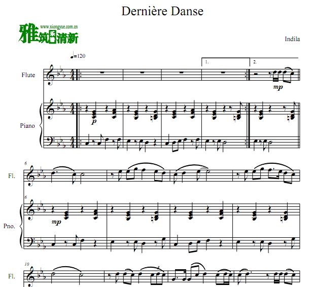Derniere Danse 长笛谱 钢琴伴奏谱