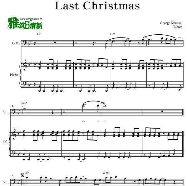 Last Christmas大提琴钢琴合奏谱 Last Christmas大提琴谱