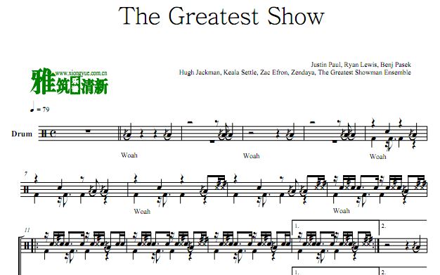 The Greatest Show 马戏之王鼓谱