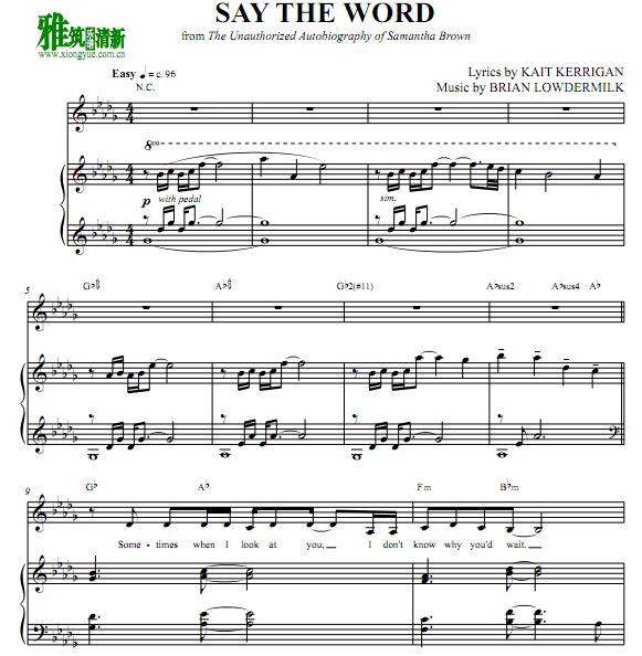 Say The Word钢琴伴奏谱