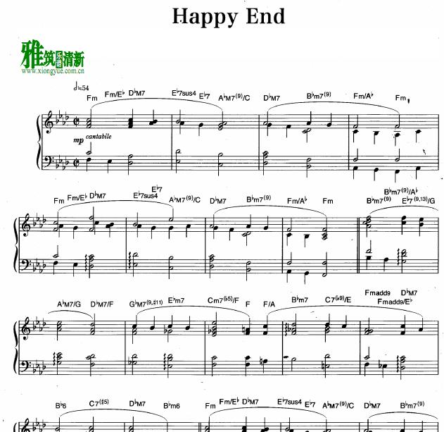 坂本龙一 - happy end钢琴谱