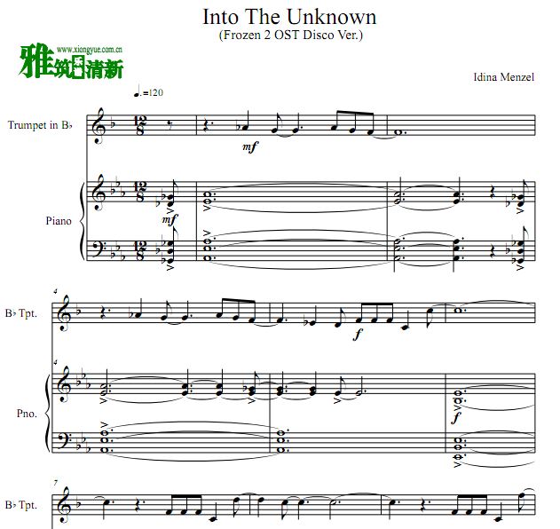 Into The Unknown 小号谱 钢琴伴奏谱