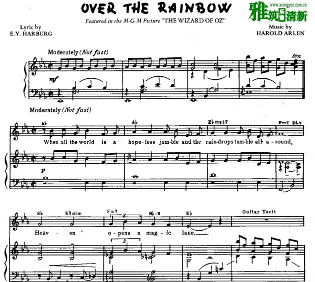 绿野仙踪 Over the rainbow 声乐正谱
