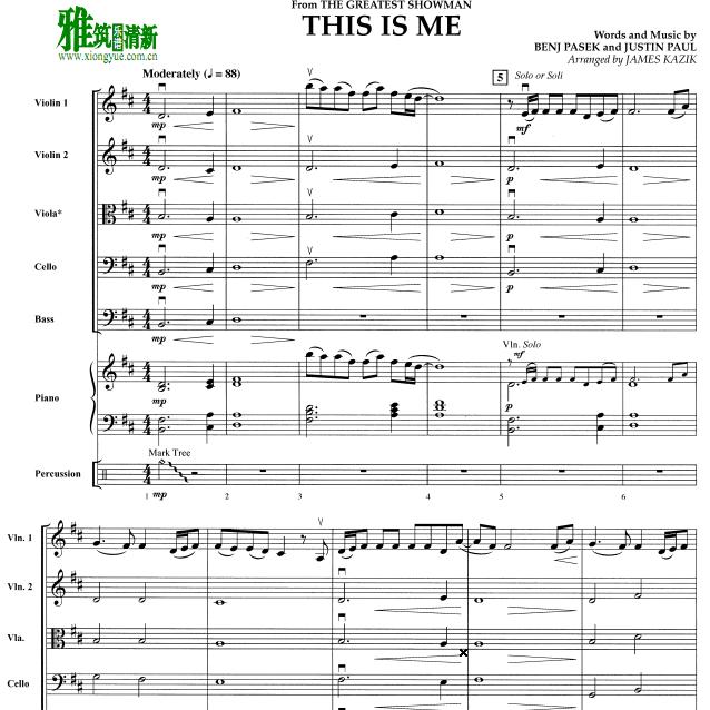 马戏之王this is me 钢琴六重奏谱