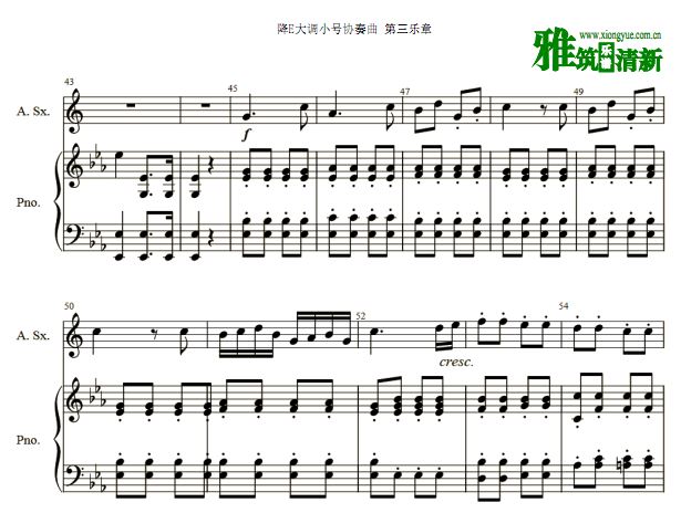 海顿 降E大调小号协奏曲第三乐章萨克斯谱 钢琴合奏谱