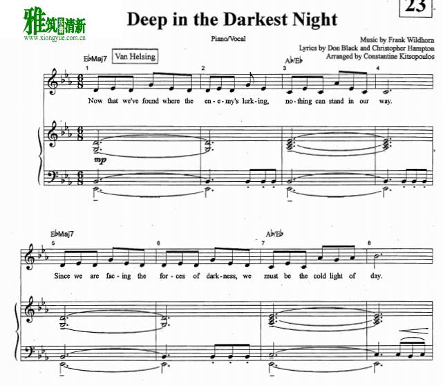 德古拉 deep in the darkness night钢琴伴奏谱