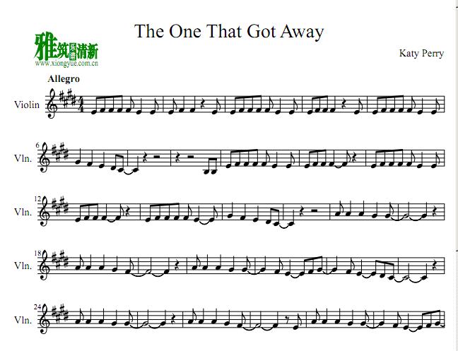katy perry - the one that got away小提琴谱