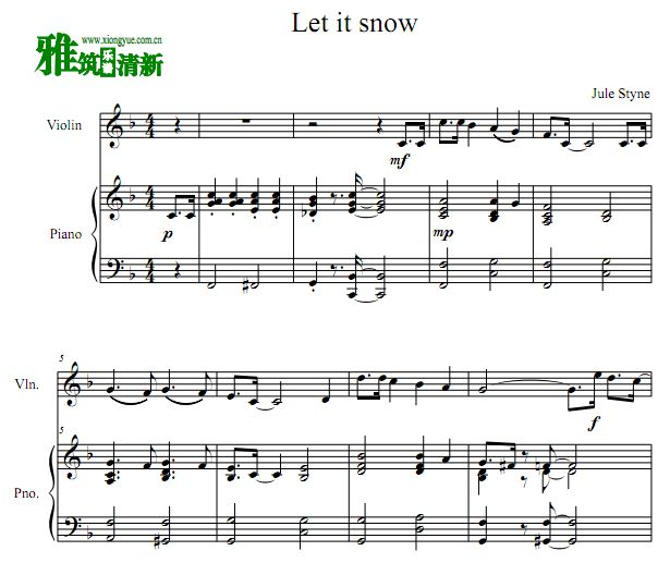 Jule Styne - Let It Snow 小提琴谱 钢琴伴奏谱