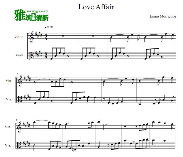 爱情事件 Love Affair小提琴中提琴合奏谱