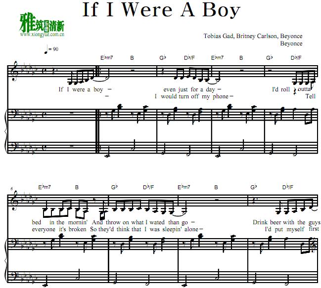 Beyonce - If you were a boy钢琴伴奏谱