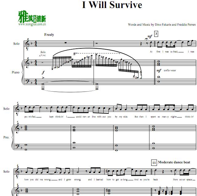 I Will Survive 四声部合唱钢琴伴奏谱TTBB3