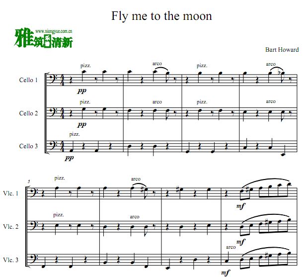 Fly Me To The Moon大提琴三重奏谱