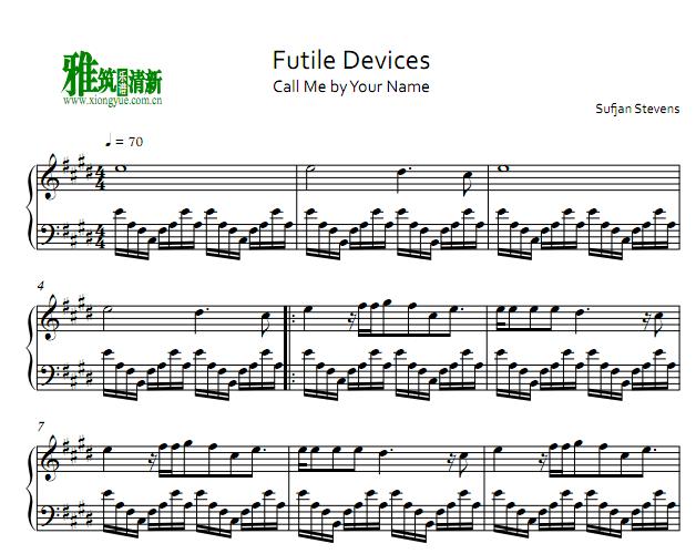请以你的名字呼唤我Futile Devices钢琴谱