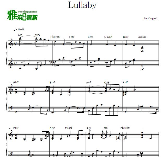 Jim Chappell - Lullaby钢琴独奏谱