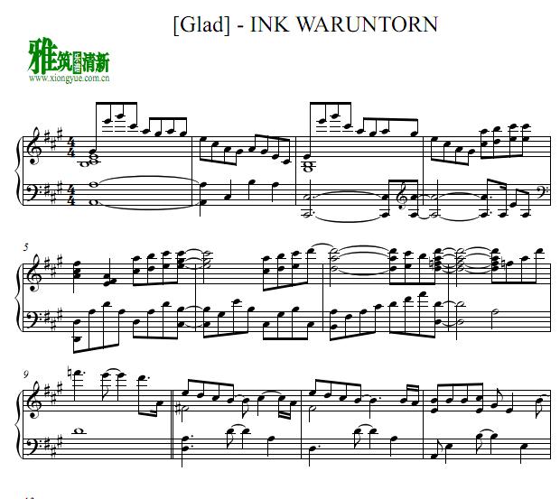 替你高兴 [ Glad ] - INK WARUNTORN钢琴谱