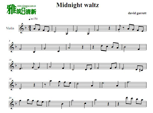 大卫·格瑞特版 Midnight Waltz小提琴谱